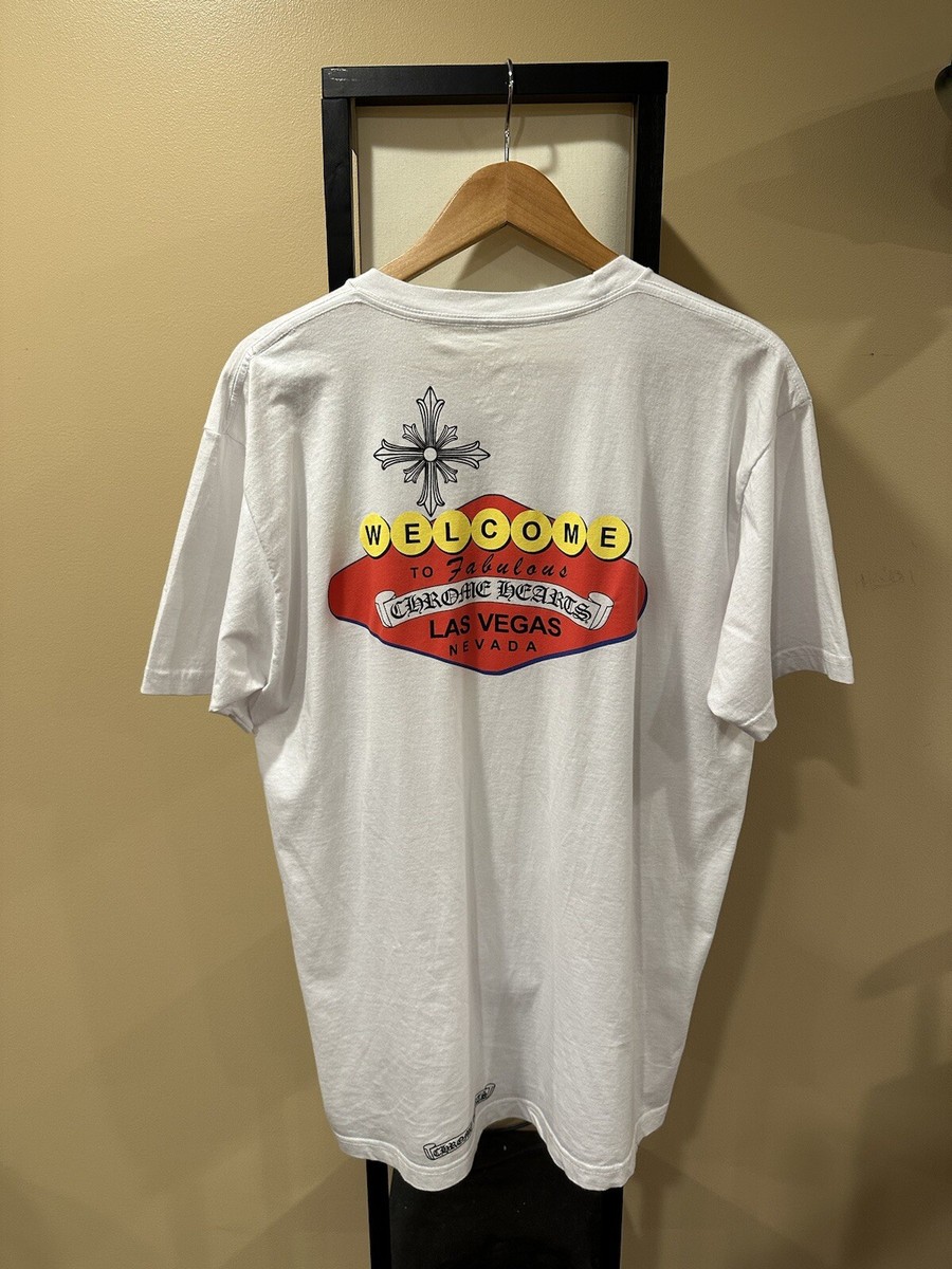 Chrome Hearts Welcome to Las Vegas Scroll Logo White Tee￼ | eBay
