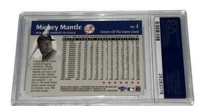 MICKEY MANTLE 2000 FLEER GREATS #1 PSA 7 NM BASEBALL TRADING CARD