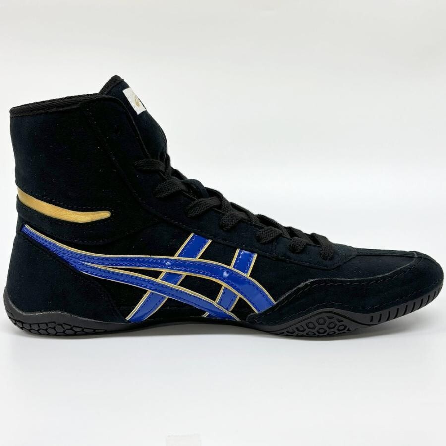 ASICS Wrestling Shoes 1083A001 Black x Blue Gold Edge Successor to