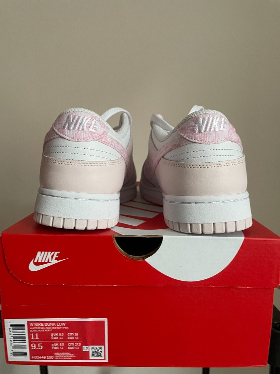 Nike Dunk Low Pink Paisley Men 9.5 / 11 Women FD1449-100 NEW White