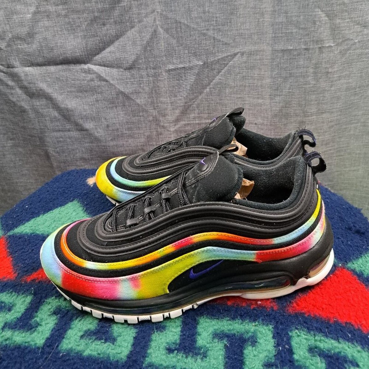Nike Air Max 97 Tie Dye Black Multicolor Rainbow CK0841-001 Mens 8