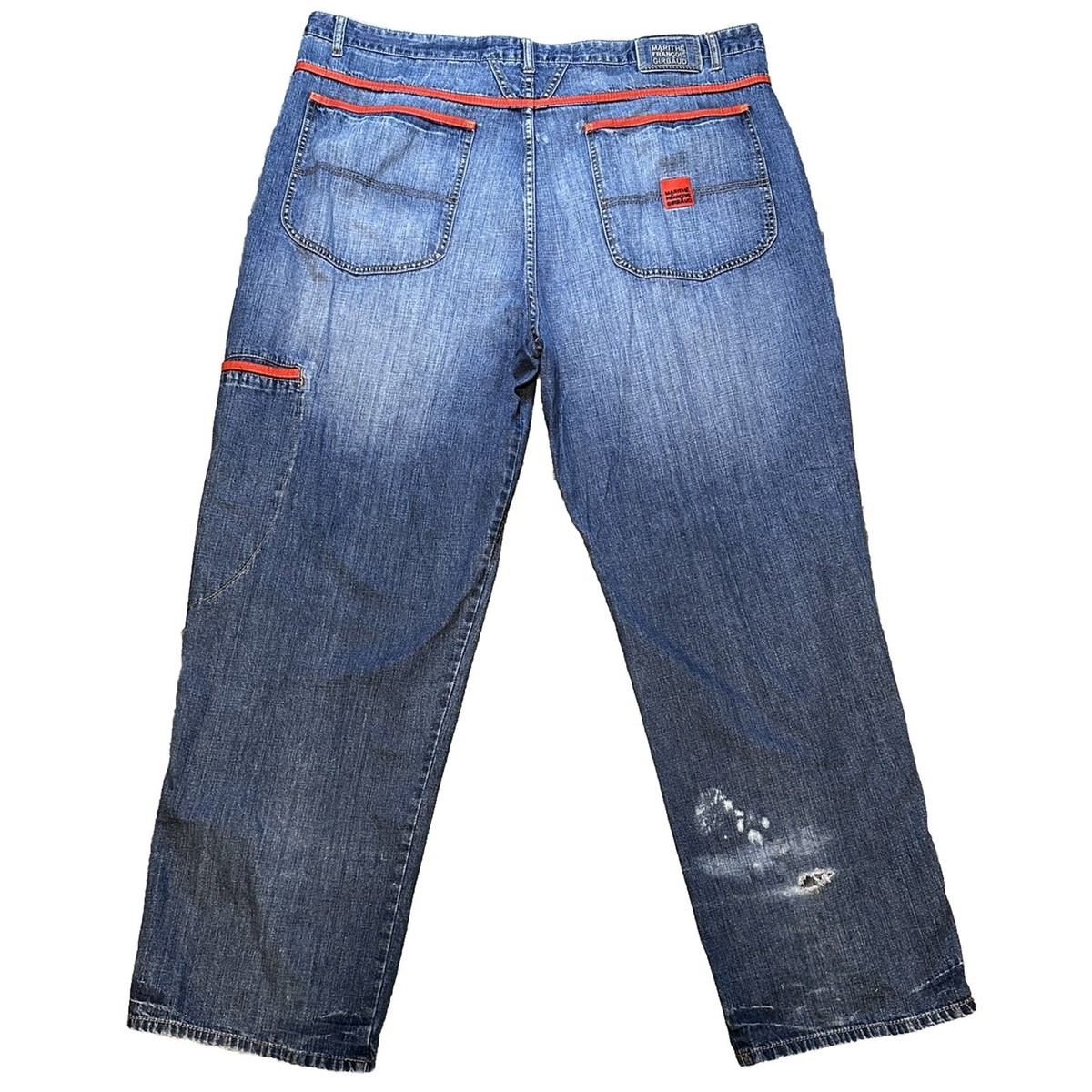 Vintage Marithe Francois Girbaud Baggy Wide Jeans 44M Red Trim 90s