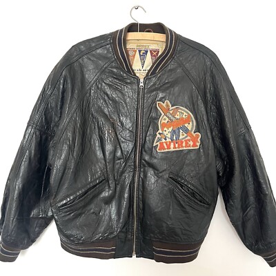 Avirex Jacket Leather Varsity Indian Head Oorang Indians L Vintage