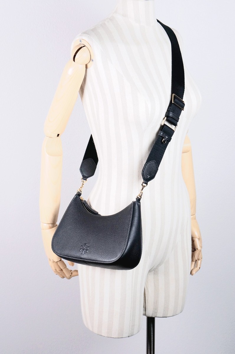 New Tory Burch Thea Black Leather Small Crossbody Shoulder Bag