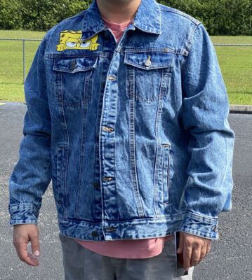 Members Only Mens Denim Jacket Nickelodeon SpongeBob Trucker