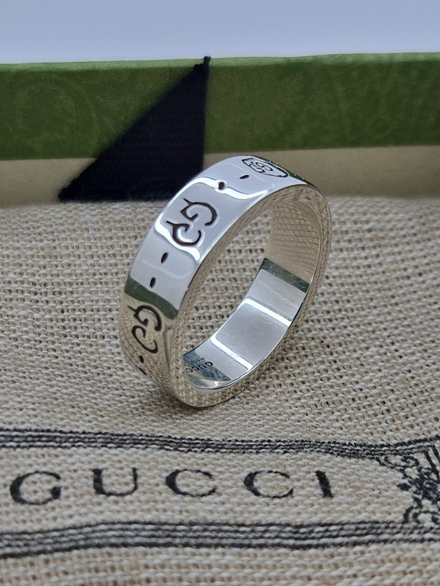 Gucci Ring , Ghost , 6mm Sterling Silver, Size 7.25 , New | eBay