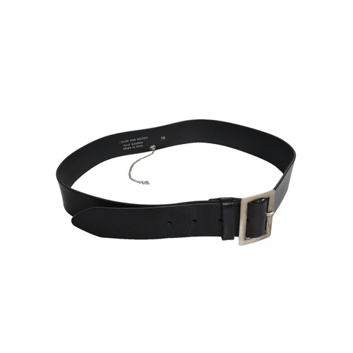 Vintage DRIES VAN NOTEN Belt Leather Chain Buckle Metal Black Size