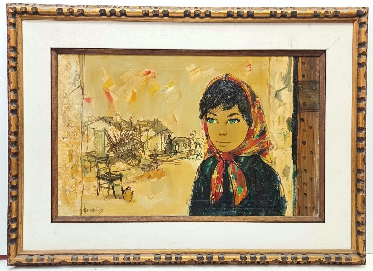 1960 LISTED FRENCH Jean-Baptiste VALADIE SIGNED ORIGINAL O/C Girl