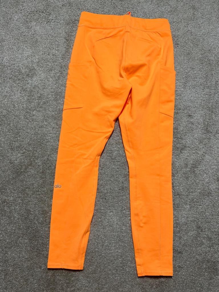 ALO YOGA Women's 7/8 CHECKPOINT Tie Front Leggings Neon Apricot