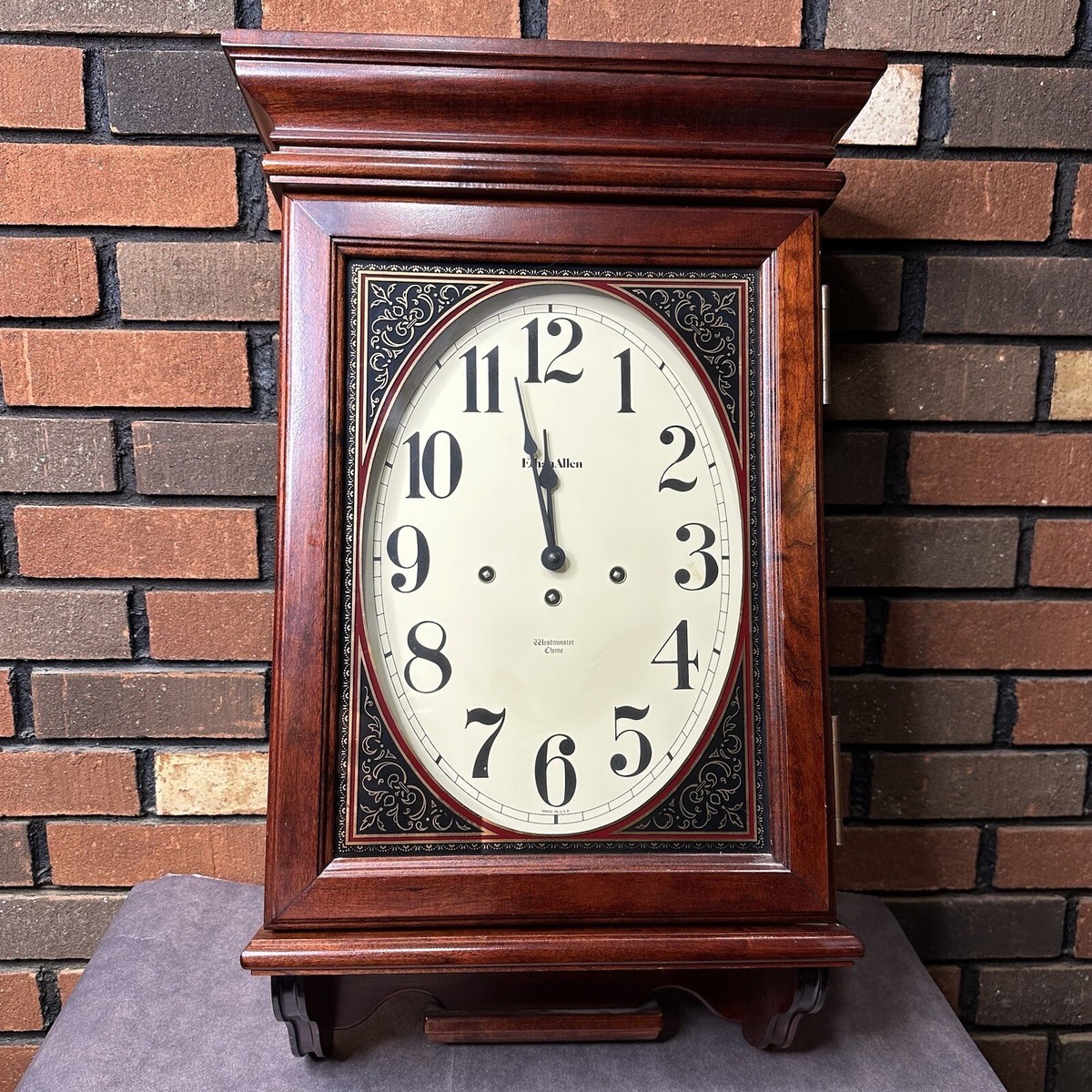 Ethan Allen Solid Wood Westminster Chime Wall Clock Harris