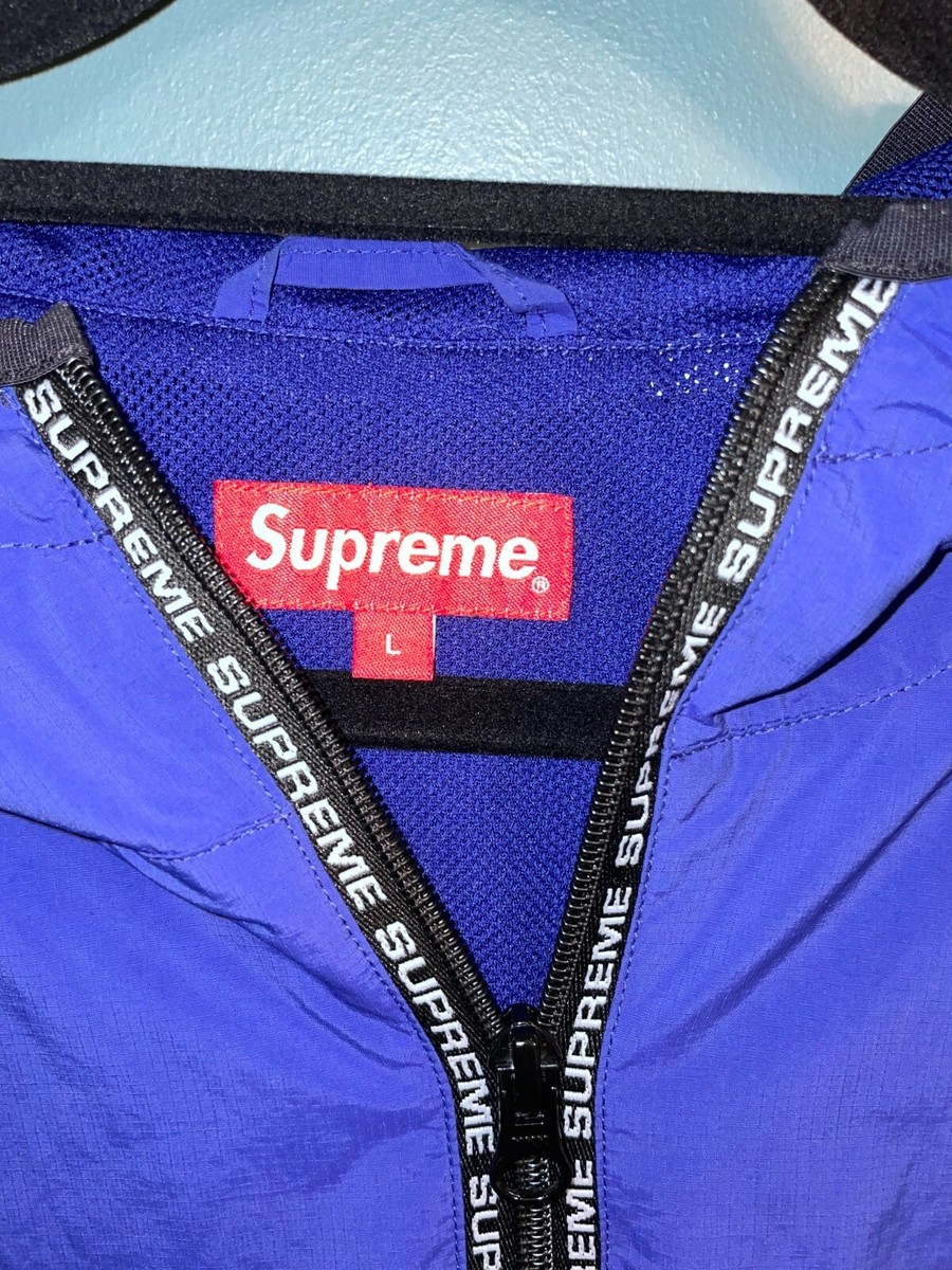 Blue Supreme half zip Reflective windbreaker | eBay