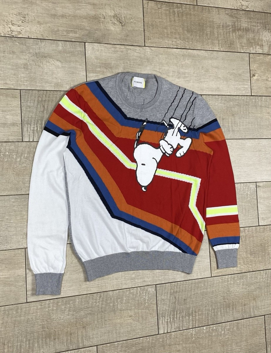 Y2K Iceberg Sweater Men's Small History Snoopy Pilot Italy Hip Hop