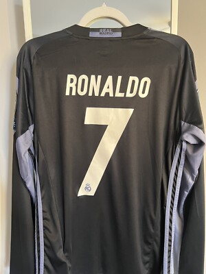 Real Madrid Ronaldo Long Sleeve Third Jersey 16/17 Size MEDIUM | eBay