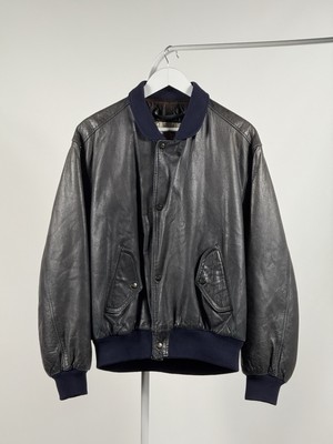 Made In France Vintage 80s Chevignon Leather Flying Jacket Brown