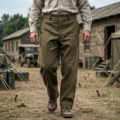 WW2 French Army Wool Trouser Original Military Uniform Dress Pants