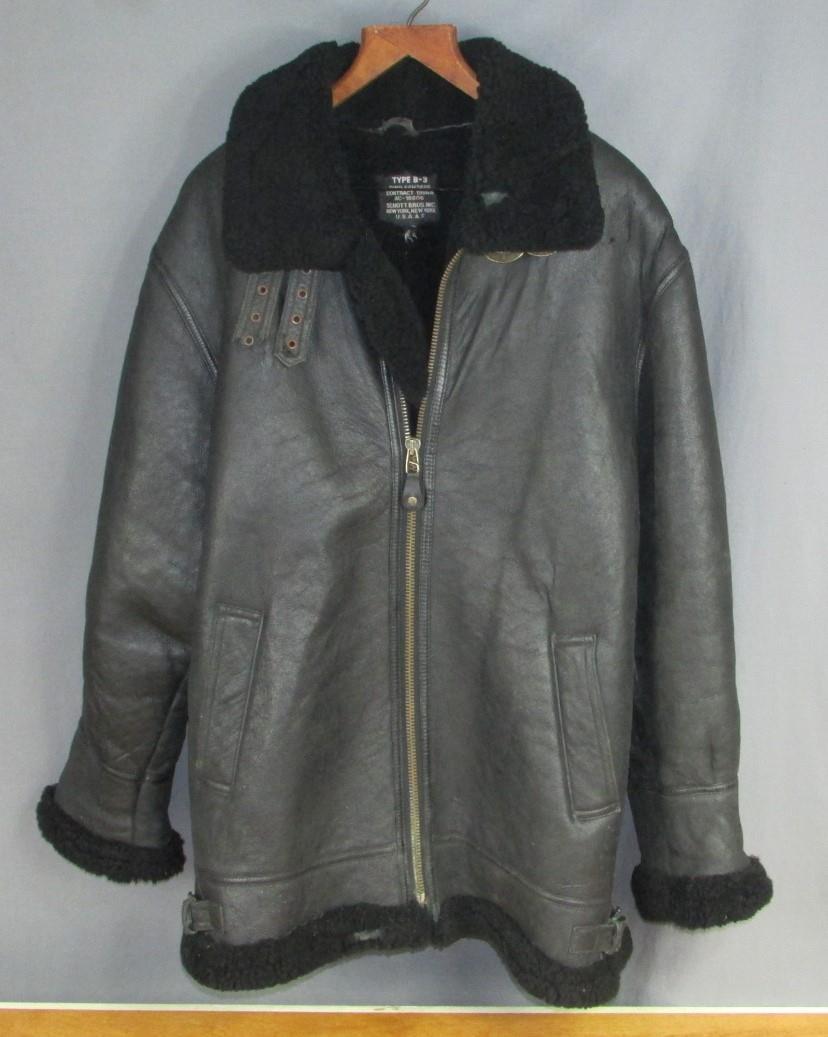Vintage Schott Bros.Type B-3 Mouton Leather Flight Jacket Bomber