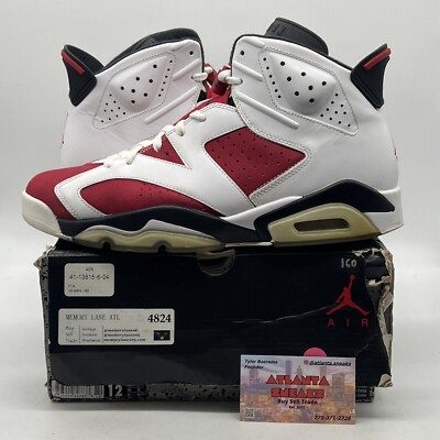 Size 12 - Air Jordan 6 Retro 2014 Carmine White Red Suede Leather