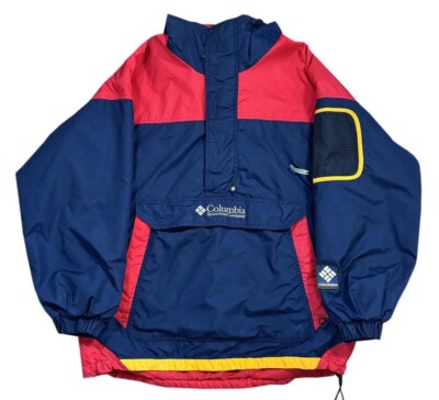 Columbia☆フード付きジャケット☆ネイビー×赤×白☆左袖が素敵