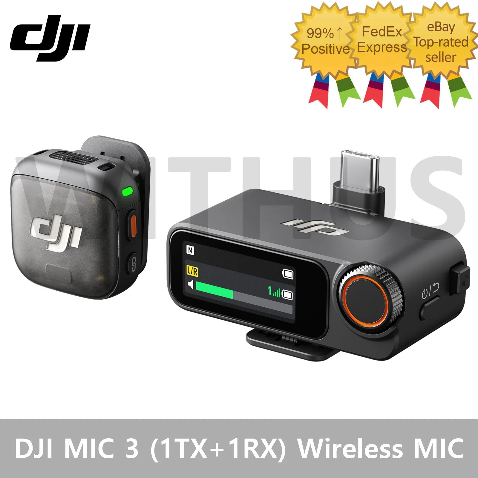 DJI MIC 3 (1TX + 1RX) Wireless Microphone Set / No Tariffs In US