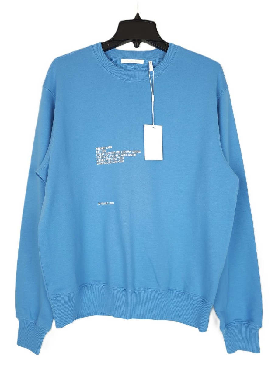 Helmut Lang Men's Paris Postcard Terry Crewneck Sweatshirt Pond