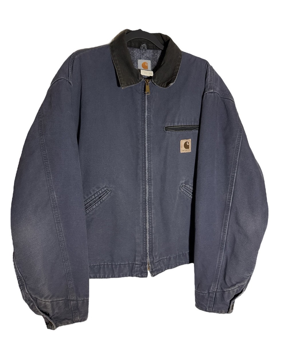 VTG Carhartt Detroit Jacket J64 PTL Size 2XL Navy Blue Blanket