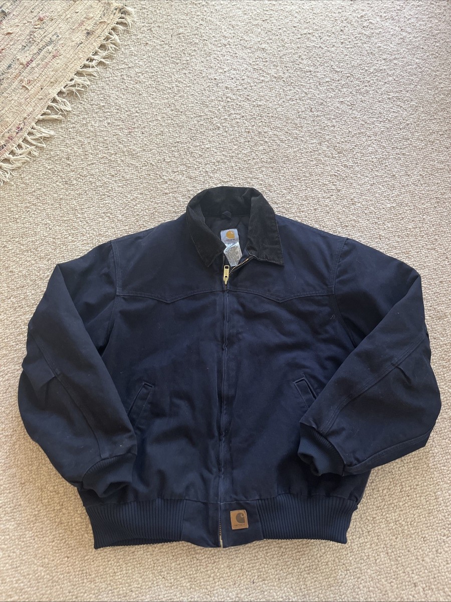 VTG 00s Carhartt Navy Blue Quilted Lined Santa Fe Work Jacket Size