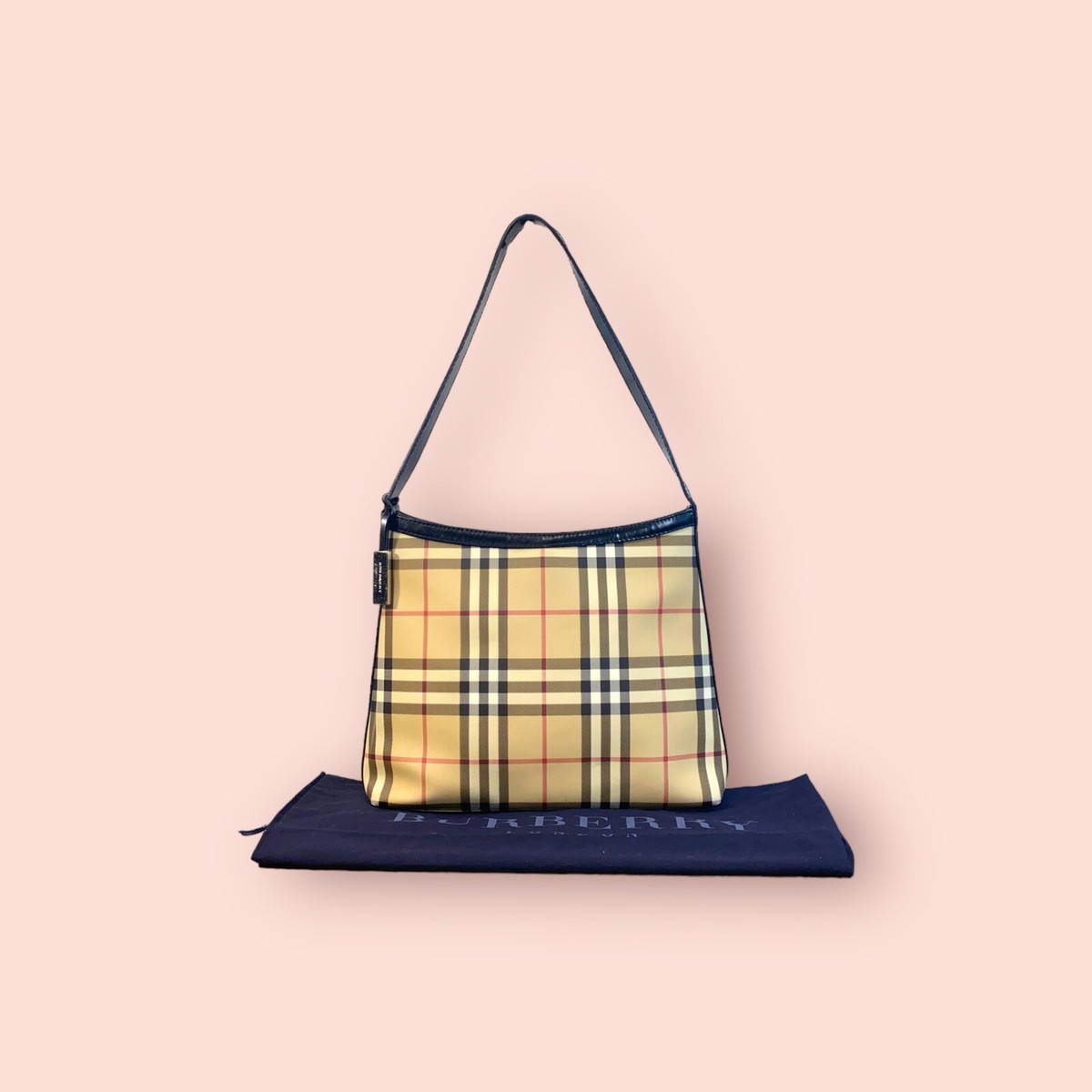 BURBERRY LONDON Nova Check Leather Trimmed Luxury Designer