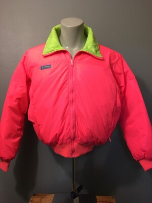 Vintage 80s 90s Columbia Neon Hot Pink Down Ski Jacket Mens M