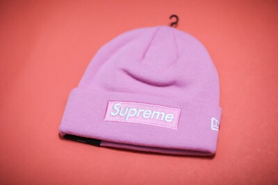 Supreme x New Era Box Logo Pink Beanie FW21 | eBay