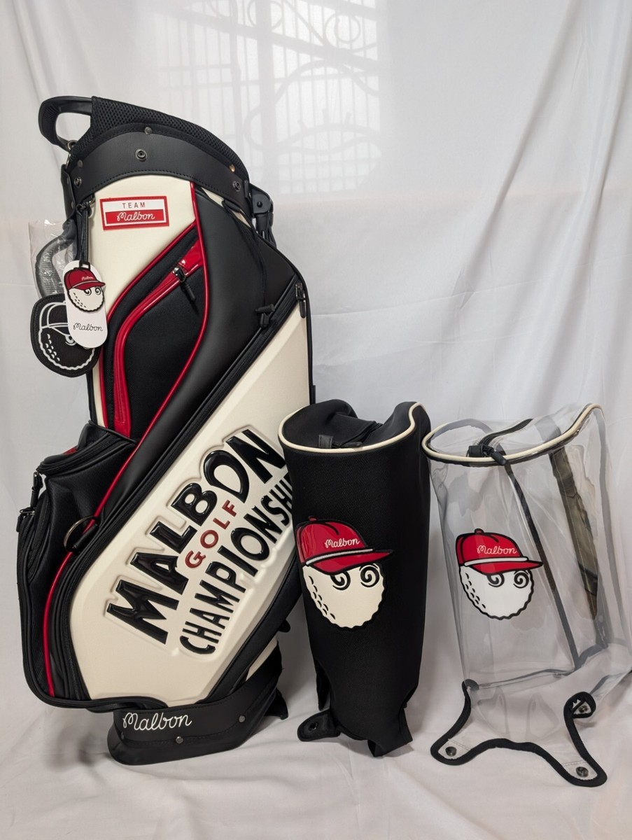 Malbon golf Caddy Bag Golf Stand bag White Black With 2 hood
