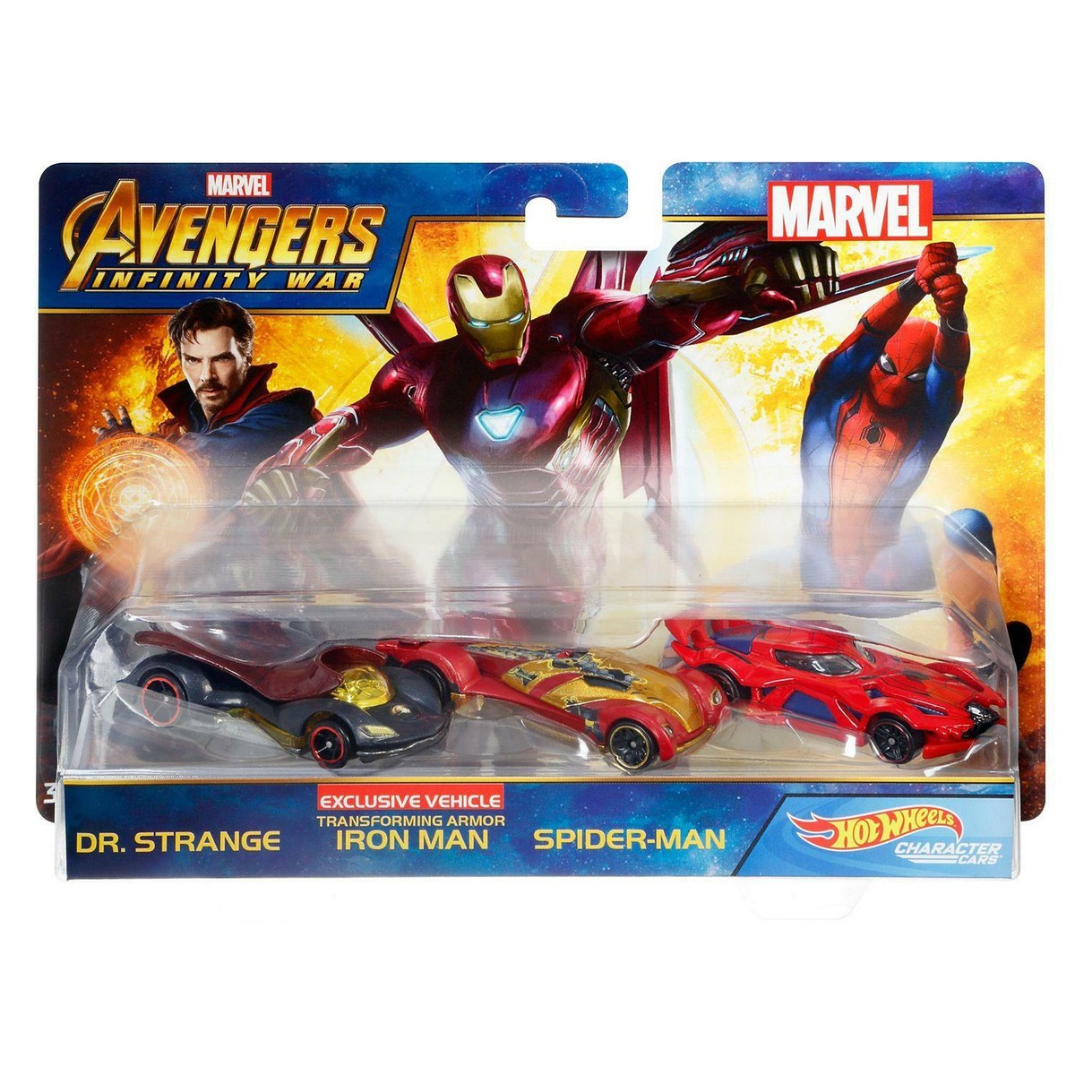 Hot Wheels Marvel Avengers Dr Strange, Iron Man & Spider-Man 1:64