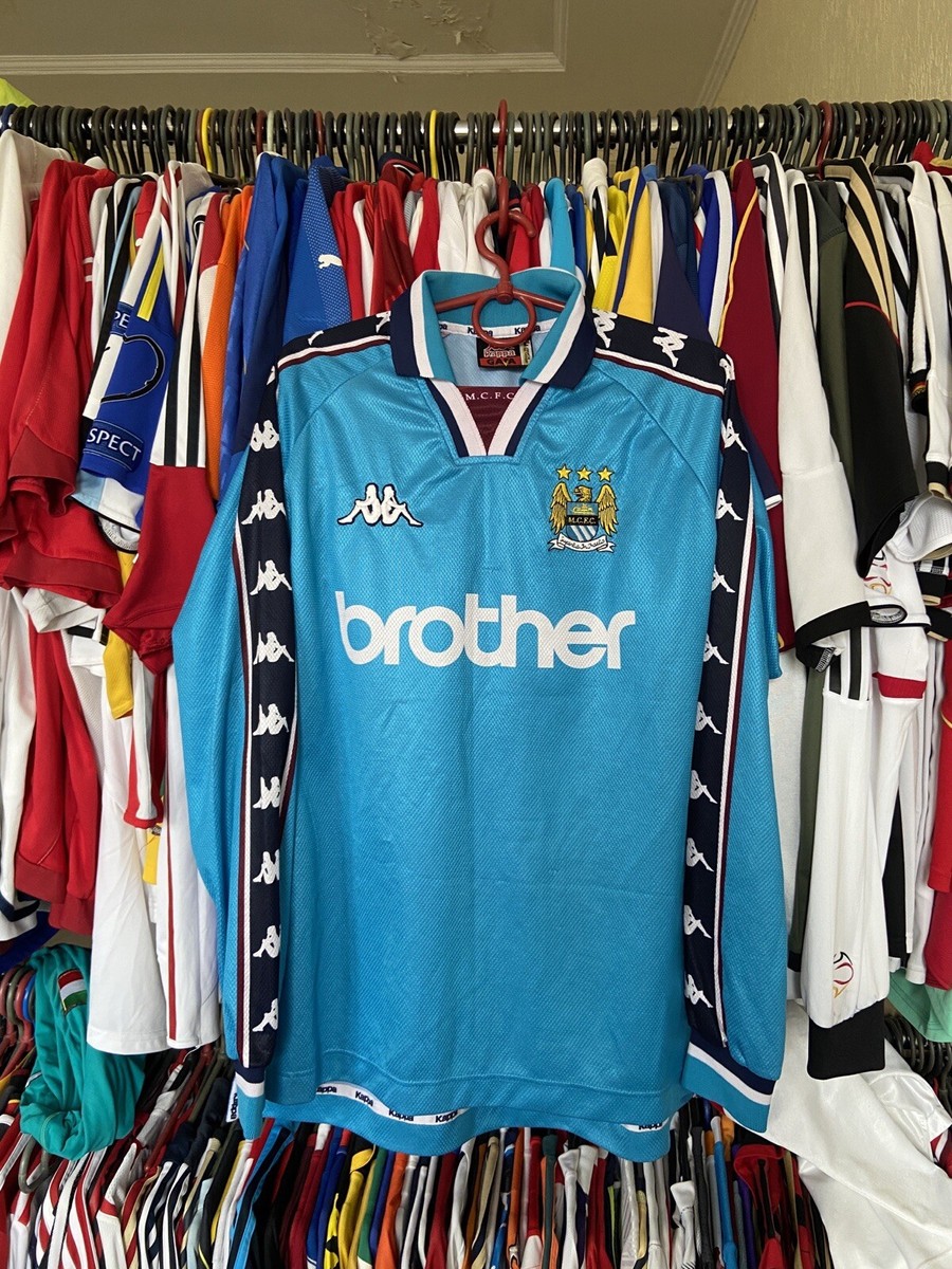 MANCHESTER CITY 1997 1998 1999 HOME SHIRT LONG SLEEVE KAPPA sz L