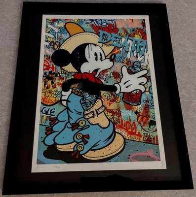 DEATH NYC ltd ed signed FRAMED LG art print 45x32cm mickey mouse