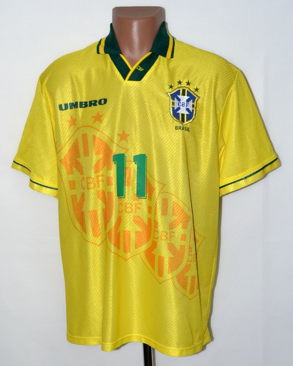 BRAZIL 1994/1997 HOME FOOTBALL SHIRT JERSEY #11 ROMARIO UMBRO L | eBay