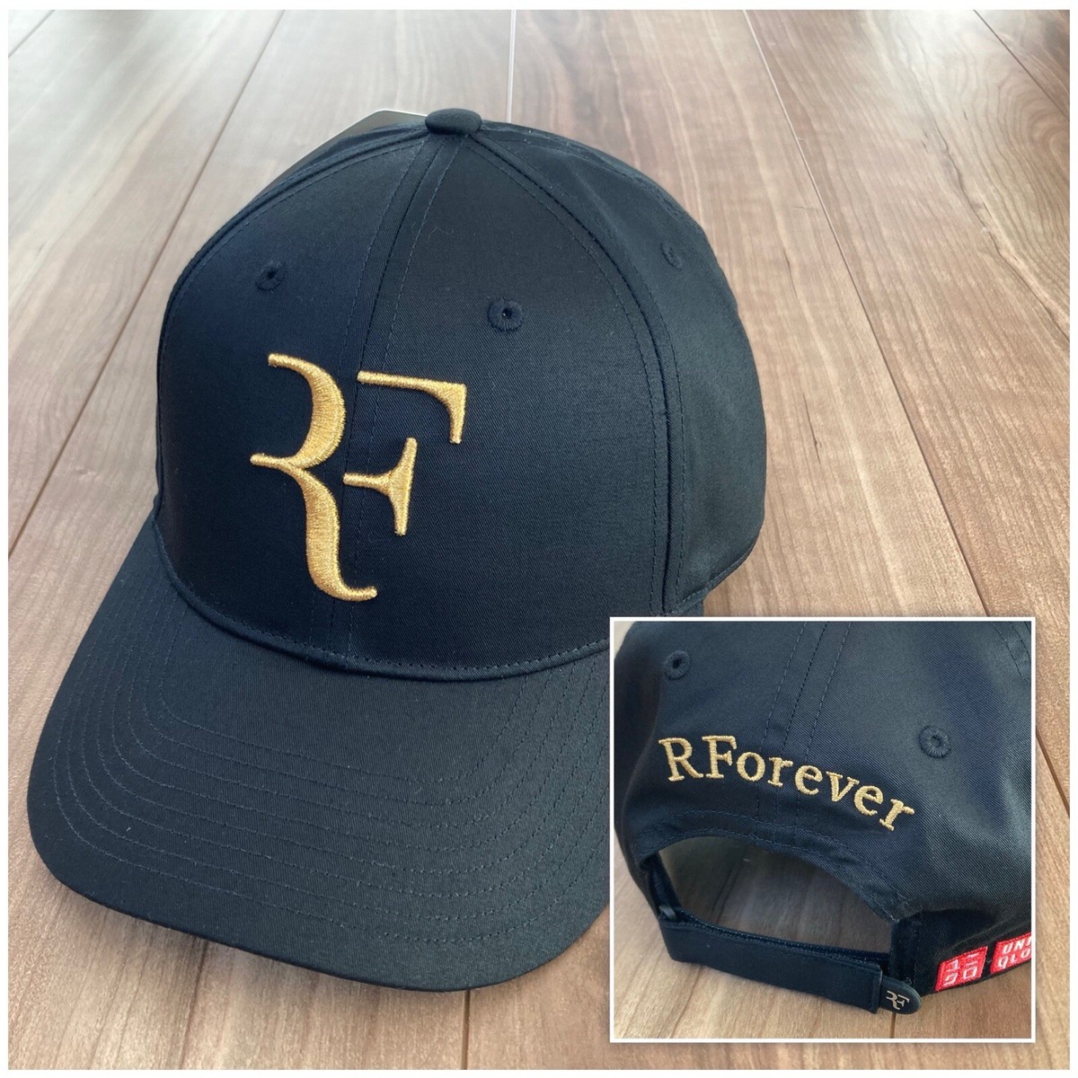 NWT : Roger Federer Uniqlo RF Cap RFoever Black/Gold Hat | eBay