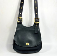 Vintage COACH Black Leather Crescent Saddle Bag No. K6M-9988 for