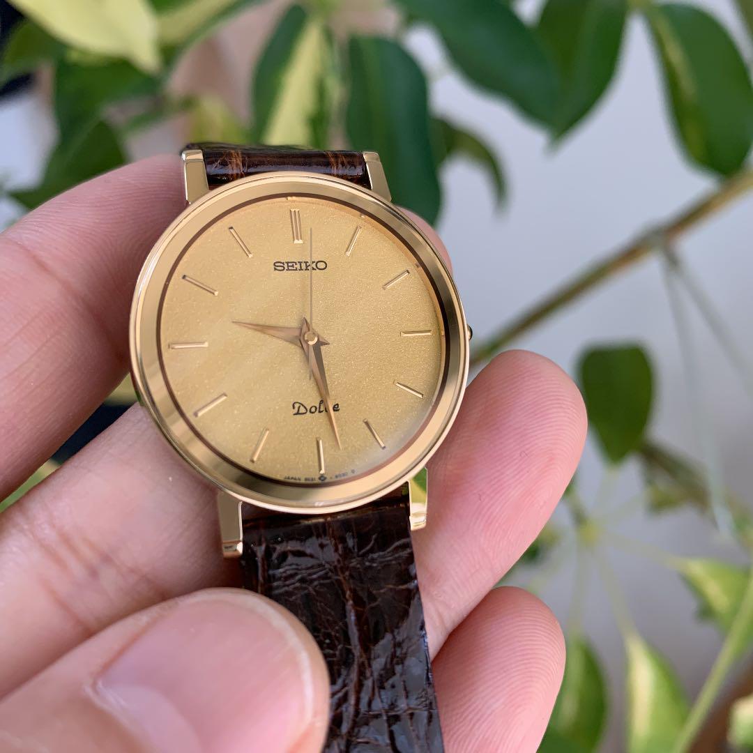 Seiko Dolce SAKV864 Vintage Stainless Steel Gold Quartz Mens Watch