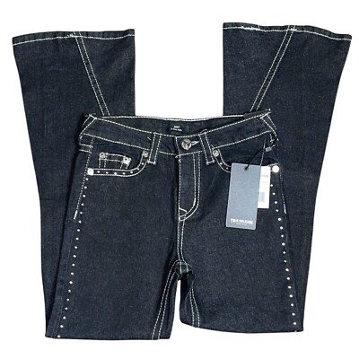 True Religion Joey Jeans Girls 12 Crystal Embellish Twisted Hi