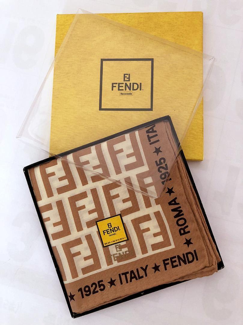 Fendi Scarf Brown Silk Cotton Zucca Pattern Women Italy 112784 | eBay