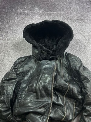 VTG STREETWEAR STYLE OPIUM LEATHER HOOD FUR JACKET 90S Y2K / Size