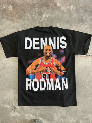 VTG BOOTLEG TEES DENNIS RODMAN SIGNATURE T-SHIRT 90S BLACK SZ