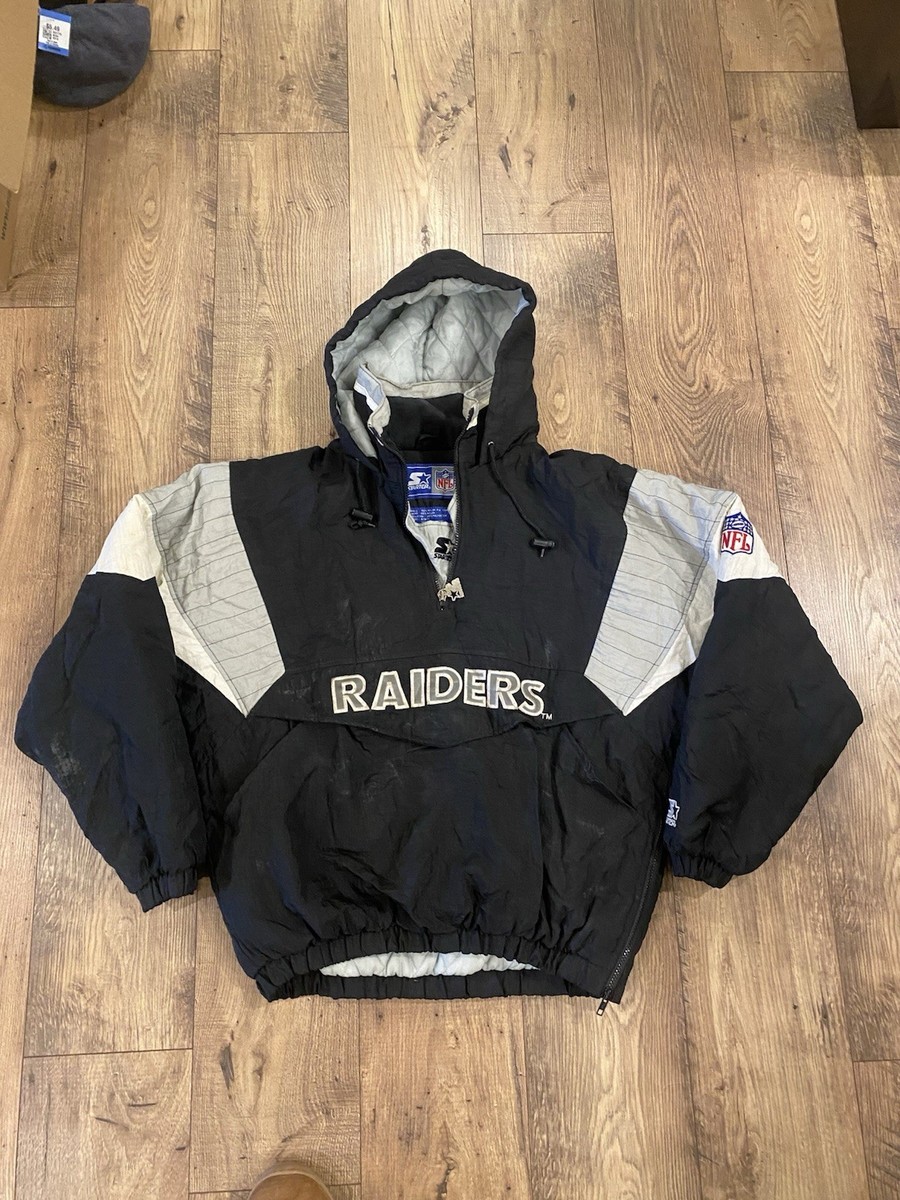 Vintage Starter NFL Oakland Raiders Jacket Quarter 1/4 Zip Hooded