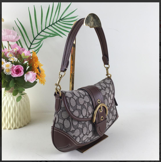 Coach CJ814 Soho Bag Signature Jacquard Maple Brown Shoulder