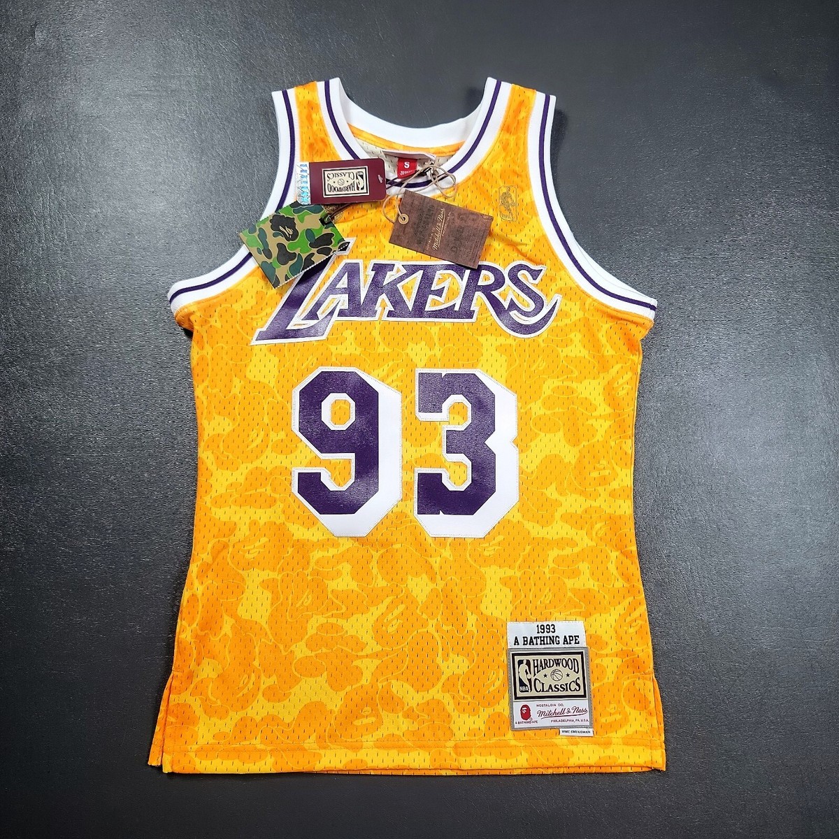 100% Authentic A Bathing Ape x Lakers Mitchell Ness Jersey Size 36