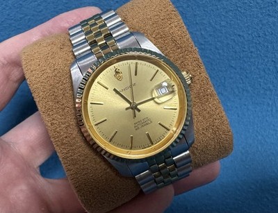 Vintage SANDOZ Rare Gold Dial men's automatic watch date 36mm ETA