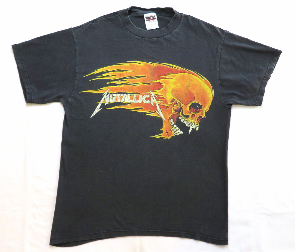 Metallica Vintage T Shirt 1990's Pushead Flaming Skull & Sun Logo