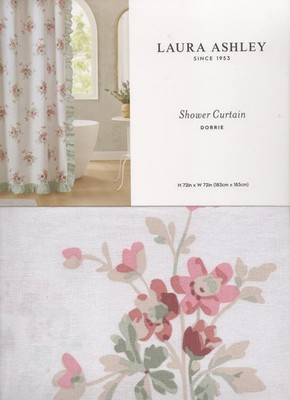Laura Ashley Dorrie Ruffled Sage Green Fabric Shower Curtain 72
