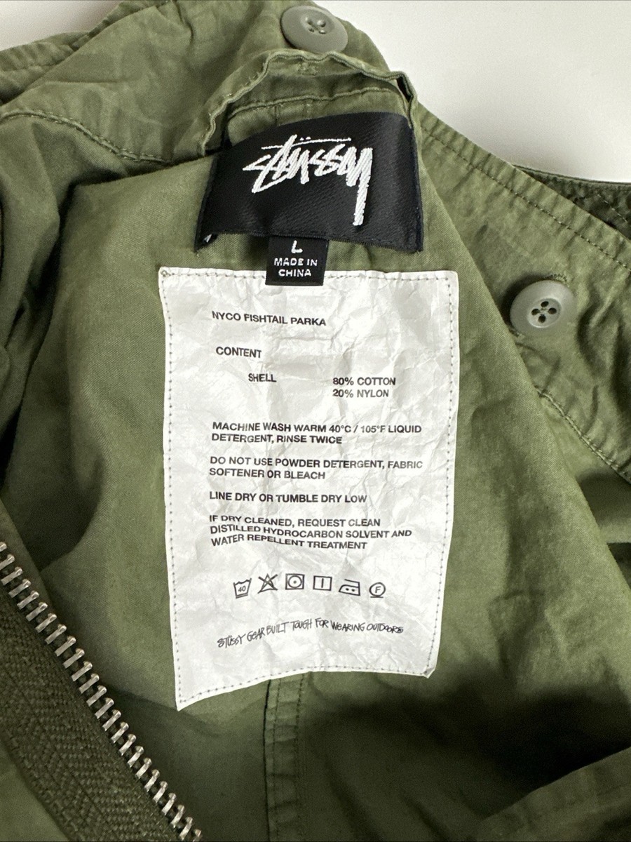 STUSSY -NYCO FISHTAIL PARKA Coat Unlined Men's Size Large Green | eBay