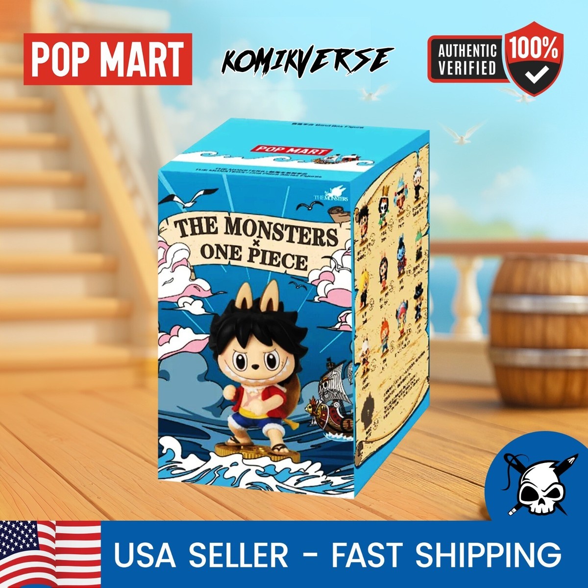 USA* AUTHENTIC POP MART LABUBU THE MONSTERS X ONE PIECE SERIES