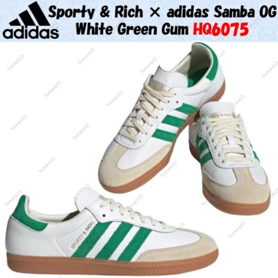 Sporty & Rich × adidas Samba OG White Green Gum HQ6075 Men's Size